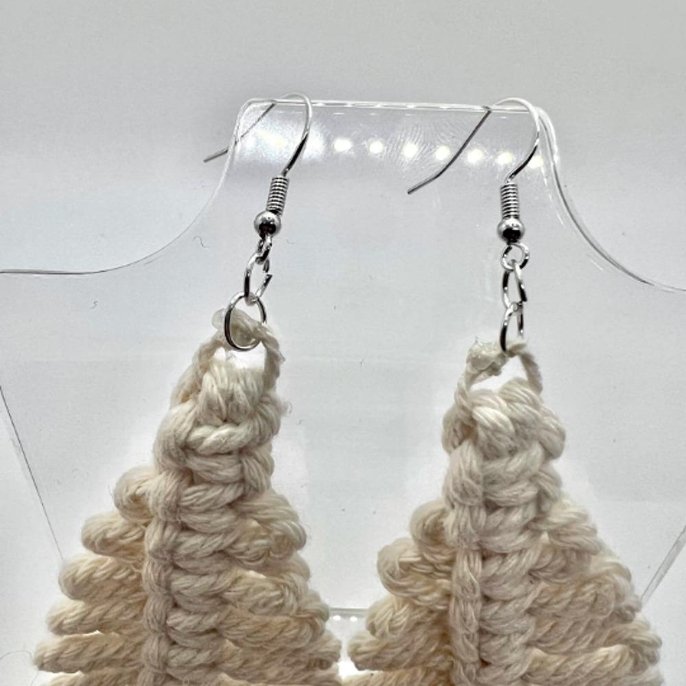 Oversize Yarn Tassel Earrings - Tree Earrings - Boho Earrings - Cottagecore - Picture 5 of 8